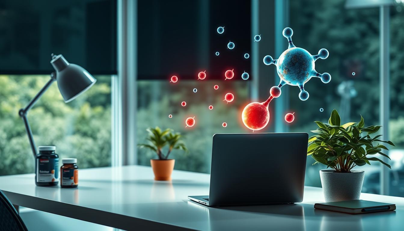 Remote worker maintaining work-life balance with healthy lifestyle habits for optimal testosterone levels